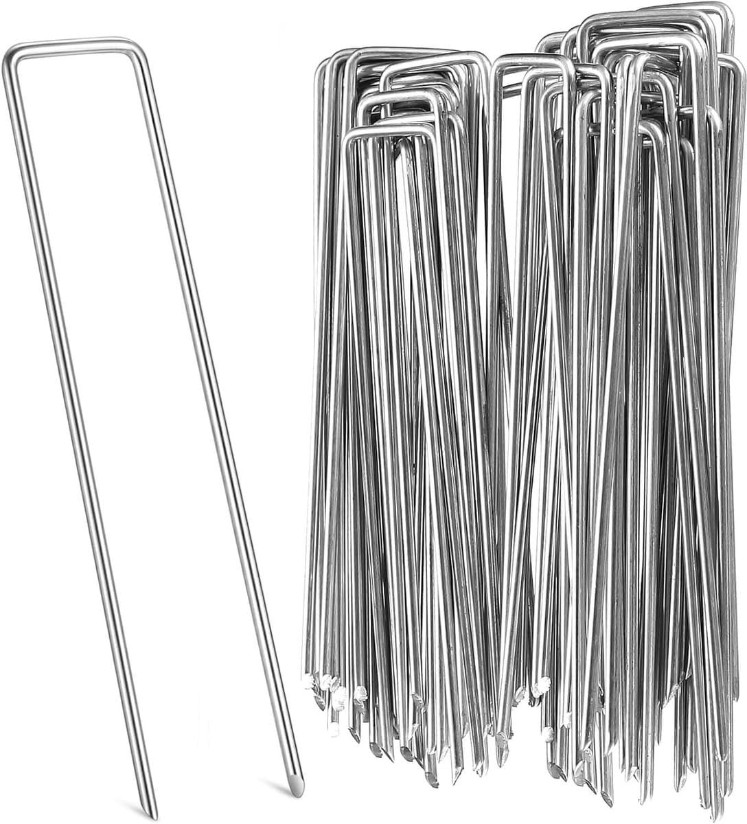 Allecto Premium - Grondankers | Tuinharingen | Verzinkt | Grondhaken | U-spatnagels | Hekklemmen | Grondnagels | Tuinvlies | Worteldoek | Camping | Tuinnetten | Haringen - 50 stuks. — afbeelding 1