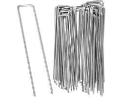 Allecto Premium - Grondankers | Tuinharingen | Verzinkt | Grondhaken | U-spatnagels | Hekklemmen | Grondnagels | Tuinvlies | Worteldoek | Camping | Tuinnetten | Haringen - 50 stuks.