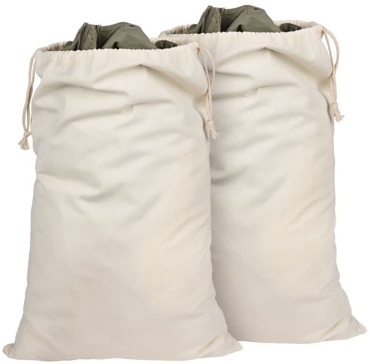 Ibenzoa® Set van 2 Grote Waszakken voor Reizen en Opbergen, 100% Katoen, Machinewasbaar en Herbruikbaar, 50 x 75 cm — afbeelding 1