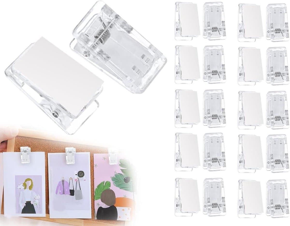 Inovra Plus - Decoratieve clips voor buiten en kantoor, 20 stuks, transparante kunststof fotoclips met veerklemmen — afbeelding 1