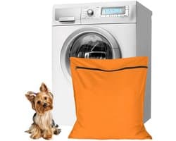 Waszakken voor huisdieren - Waszakken van twill polyester - Grote waszakken met rits - Voorkomt dat waszakken verstopt raken door dierenhaar - wasmachine, 70 x 80 cm,waszak voor huisdieren voor honden, katten en konijnen (oranje kleur)- L — afbeelding 1