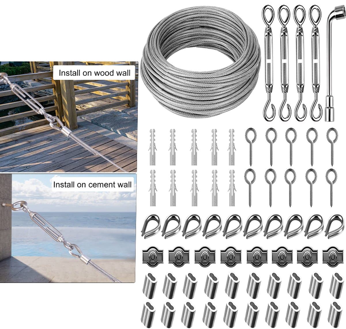 Onzichtbare waslijn - Winddichte hanger voor buiten kamperen - Kampeerwaslijn - kampeeraccessoires - Waslijn - Sterke waslijn - Zilver — afbeelding 1