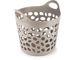 Plasticforte Flexibele wasmand/opbergmand - rond - beige - 35 liter - D40 x H39 cm — afbeelding 1
