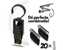 GOODD® - Wasknijpers - Knijpers - 20 STUKS - Met haak - Zwart - Droogrek knijpers - Wasrek knijpers — afbeelding 1
