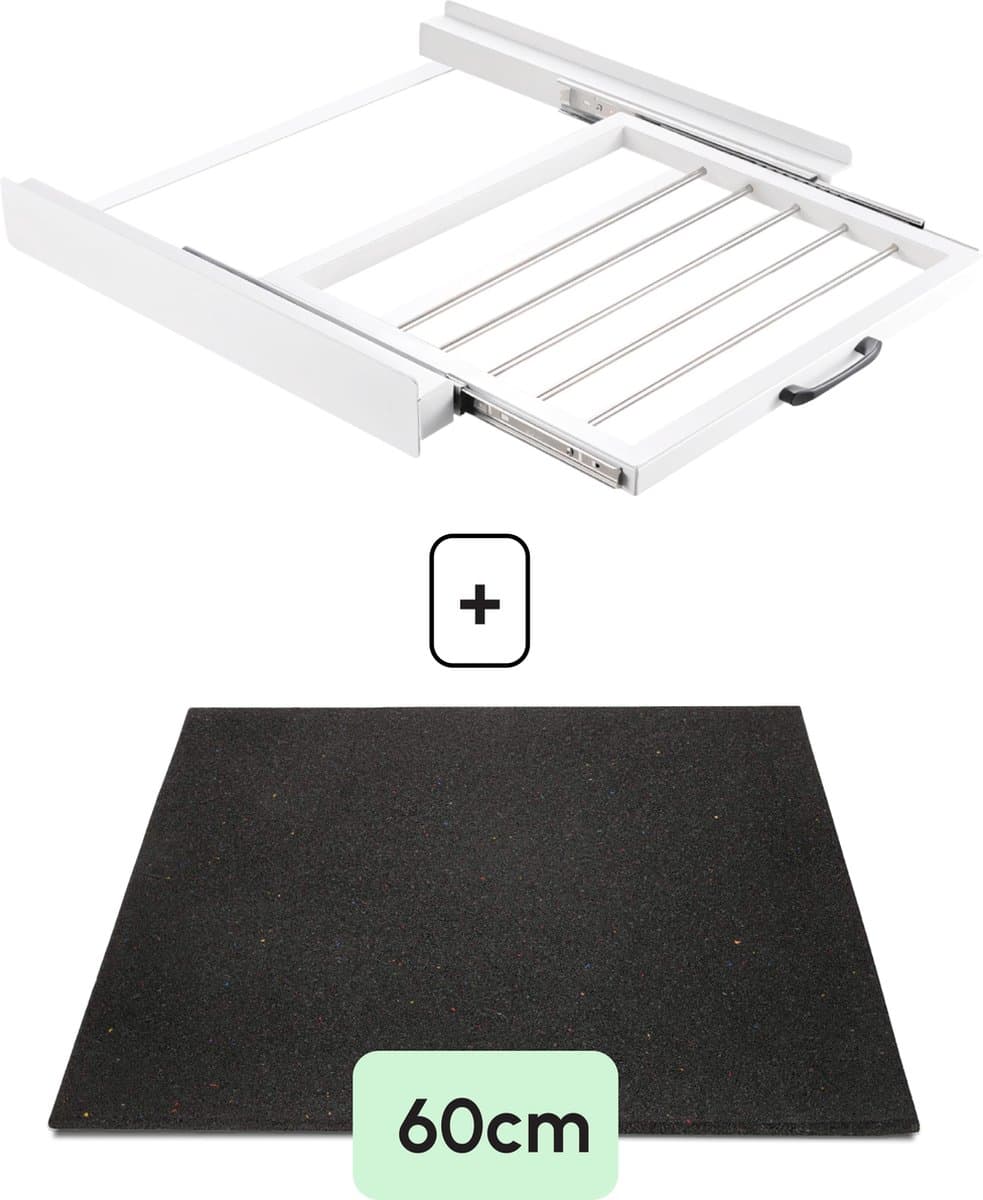 Bodo® - Stapelkit & Anti trillingsmat voor Wasmachine en Droger - Tussenstuk met Handdoekhouder - Wit — afbeelding 1
