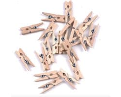 CHPN - Wasknijpers - Mini wasknijpertjes - 25 STUKS - Houten Mini Knijpers - 2,5CM - Fotoknijpers - Geboorte Wasknijpers - Fotohouders - Kerstkaart Hangers - Knijpers