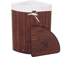 Hoekwasmand MCW-C21, Wasbox wasmand, bamboe 61x48x35cm 50l ~ bruin