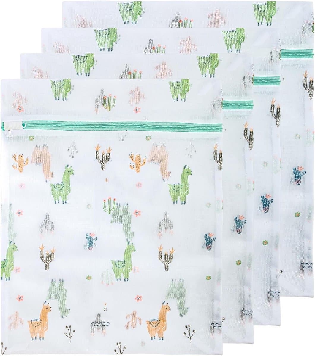 Alpaca Patroon Waszak met Rits - Set van 4 Stuks, Ideaal voor Kleding en Ondergoed — afbeelding 1