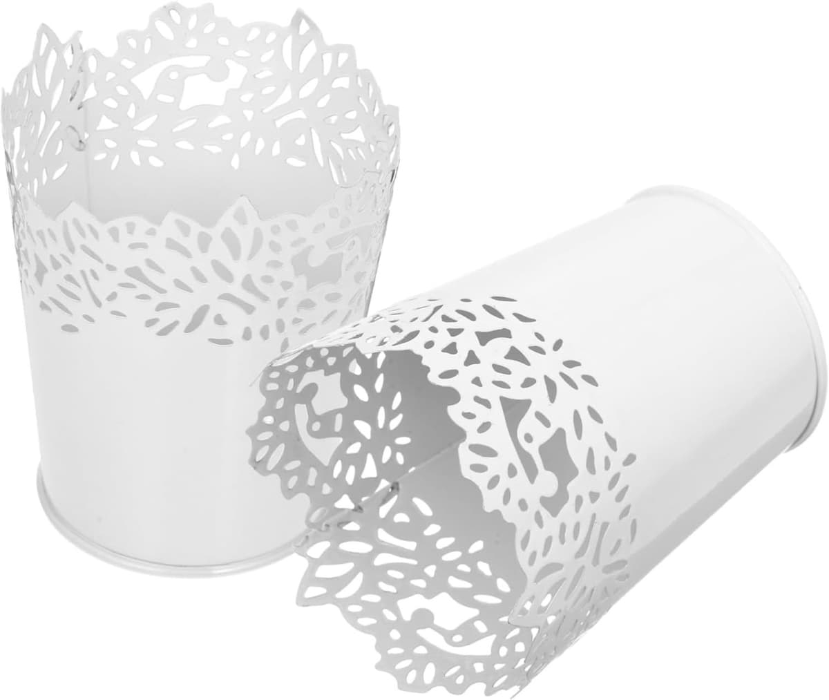 1set Elegante Holle Ijzeren Opslagmanden Multifunctionele Bloemhouders Pennenhouder Wit Stijlvolle Decoratie Voor Thuis Kantoor — afbeelding 1