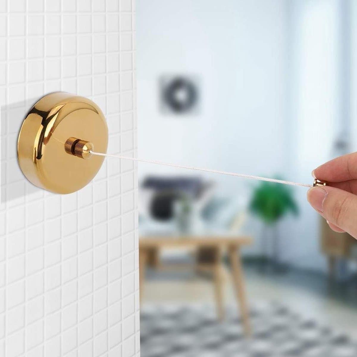 Intrekbare Waslijn - Drooglijn Balkon - Kleding Drogen - Wandmontage Ontwerp - 1 meter - Goud — afbeelding 1