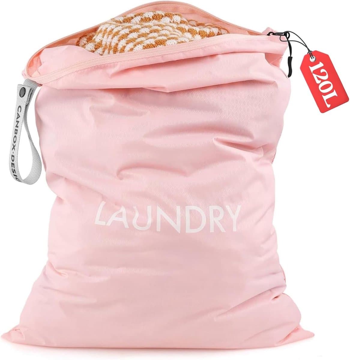 Waterdichte Nylon Waszak van 120L met Rits, Herbruikbaar voor Reizen, Studentenhuis en Kamperen, 90 x 60 cm, Ideaal voor Kleding en Organisatie — afbeelding 1