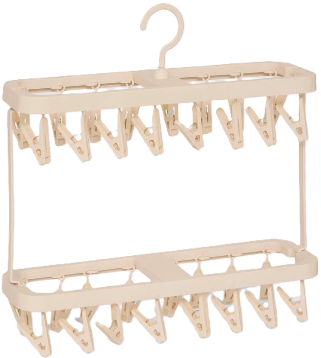 5Five Wasgoed droogcarrousel/droogmolen - 32 clips/knijpers - beige - kunststof - 40 x 12 x 43 cm - ruimte besparend — afbeelding 1