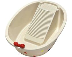 Wasbord Wastafel - Handwasbak - Kleine Kleding Wassen - Ingebouwd Schrob-oppervlak - 56.5 cm Lengte - Neutrale Kleur