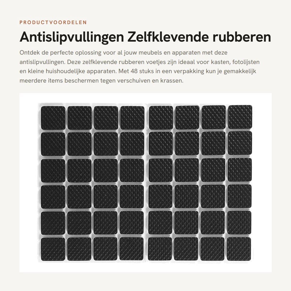 Dailygoods- Antislipvullingen 48 Stuks - Zwarte Rubber Voetjes - Zelfklevend - Duurzaam TRP-Rubber - Bescherming Voor Meubels - Eenvoudig Te Plakken - Rubberen Pads — afbeelding 1