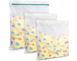 SnelShoppen - Pack van 3 Waszakken - Fijne Wasnetjes voor Kleding, Ondergoed, BH's, Babykleding, Schoenen en Pluche Dieren - Ideaal voor Reizen en Was