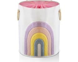Grote Roze Wasmand van Canvas 58L met Trekkoord - Ideaal voor Baby Kleding en Speelgoed, Ruimtebesparend en Duurzaam