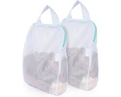 SnelShoppen - 2 Stuks Wasnetten met Handvatten 25.5 x 30.5 cm - Waszak voor Ondergoed, Bh's, Lingerie, Sokken en Baby Kleding - Beschermende Waszakken