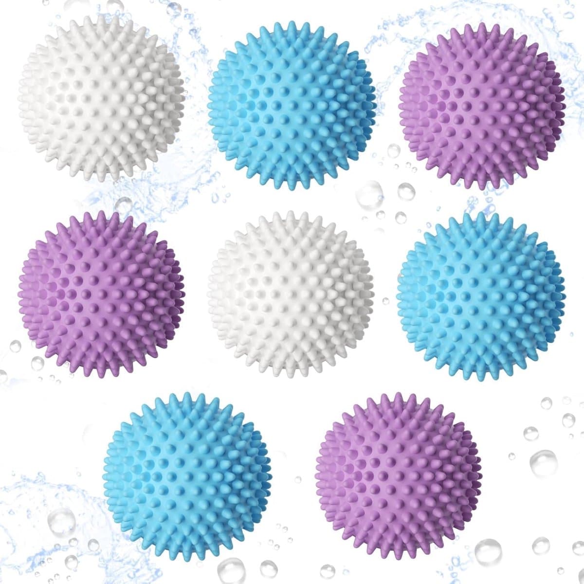 SnelShoppen - 8 stuks Herbruikbare Drogerballen Wasballen voor Wasdroger, Efficiënte Kledingreiniging, Milieu-vriendelijk, Voor Thuis Gebruik, Wit, Pe — afbeelding 1