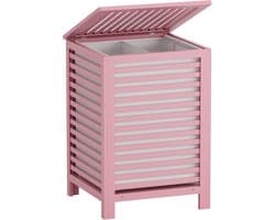 Dubbele Wasmand met Deksel, 120L Bamboe Wasmand met Uitneembare Binnenzak, 2-Delige Kledingverdeler Wassorteerder voor Wasruimte, Badkamer, Slaapkamer (Roze)