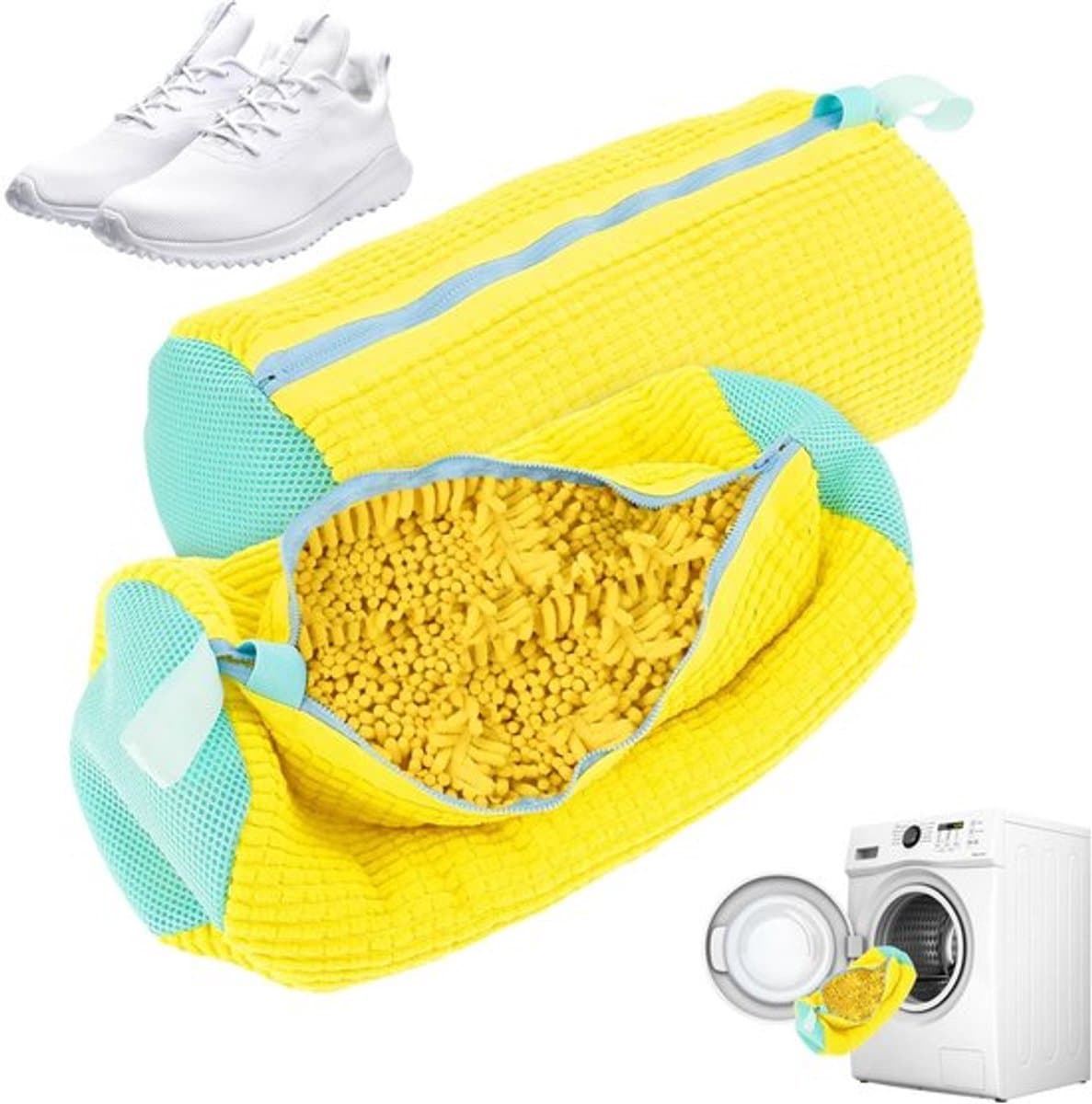 Dailygoods- Schoenwaszak - Beschermende Mesh - Herbruikbare Waszak - Ritssluiting - Set van 2 - Duurzaam Polyester Katoen — afbeelding 1