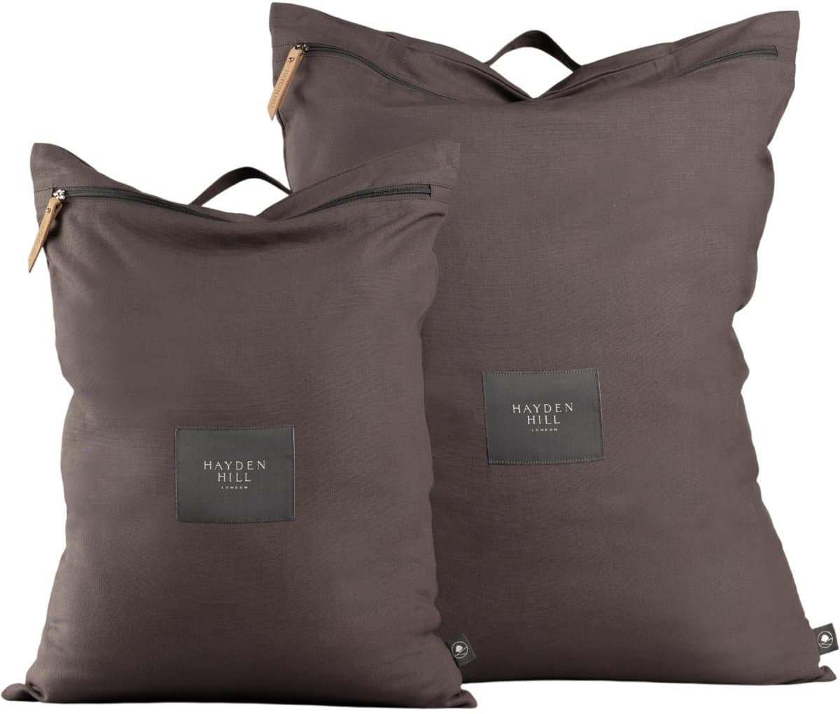 SnelShoppen - Luxe biologische katoenen reiswaszakken set van 2 - grote en kleine afmetingen in houtskoolgrijs - koolstofneutraal voor vuile kleding t — afbeelding 1