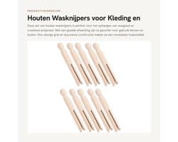 Wasknijpers Houten - 10x Kledingklemmen - Handgemaakt - Glad Oppervlak - Ideaal voor Knutselprojecten - Duurzaam en Praktisch - Kledingklem