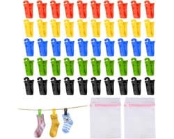 SnelShoppen - 50 Stuks Wasmachine Droger Sokclips met Haken, Kleurrijke Sokhouder, Duurzaam en Herbruikbaar, Perfect voor Het Sorteren van Sokken