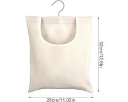 SnelShoppen - Wasknijperzak, Beige 32 x 28 cm - Duurzaam Linnen met Roestvrij Stalen Beugels - Ideaal voor Thuis, Camping, Tuin en Keuken