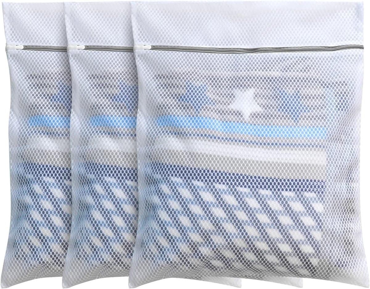 Wasnetjes met ritssluiting - Wit - 3 Set L+L+L - Honingraat Mesh Waszakken - Voor Delicate Was — afbeelding 1