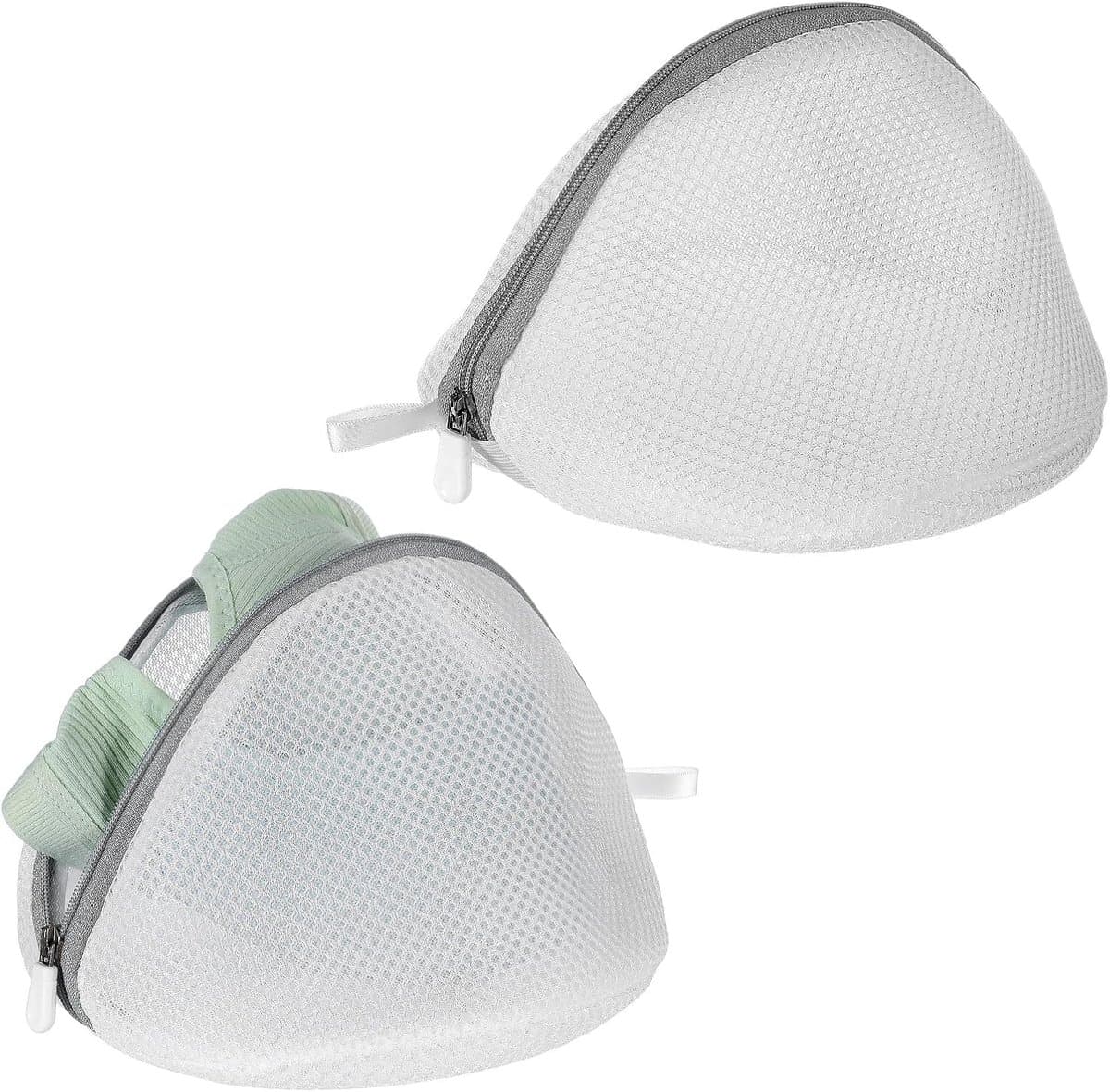 Lingerie Waszakje- Set van 2 - Stevige Lingerie Waszak met Ritsbescherming - 18 x 15 cm - voor Wasmachine, Handdoeken, Ondergoed, T-Shirts & Fijne Was - Wit & Grijs — afbeelding 1