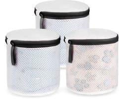 Wasnet voor wasmachine, waszak van netstof, herbruikbare waszak met ritssluiting voor beha's, kleding, sokken, babykleding enz., set van 3, zwart
