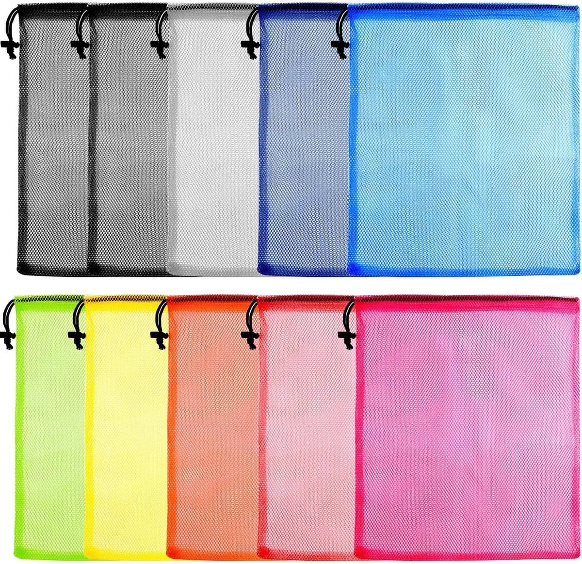 SnelShoppen - 10 Stuks Trekkoord Mesh Zakken Waszakken Nylon Opbergzakken Kleurenset Voor Sport, Reizen en Thuisgebruik — afbeelding 1