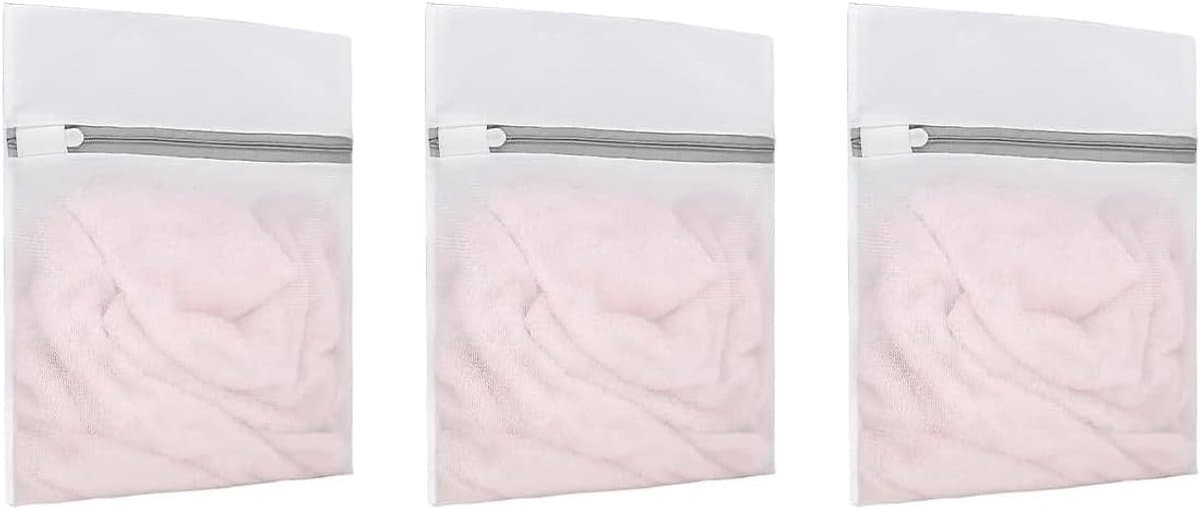 SnelShoppen - 3 Pack Honingraat Mesh Waszakken met Hanglus en Rits voor Delicate Kleding Organisator voor BH's, Ondergoed, Sokken, Baby Kleding en Rei — afbeelding 1