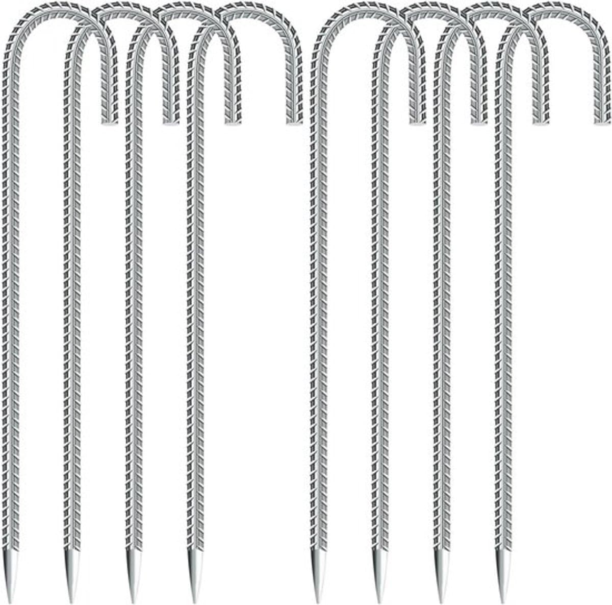8 Stuks Grondankers 30 cm Lang met J-Haak voor Tent, Tuin, Trampoline en Campinggebruik — afbeelding 1
