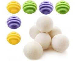 6 wasballen voor wasdroger + 6 wasballen, herbruikbaar, schapenwol voor wasdroger, wasballen voor wasmachine, zacht voor het wassen voor thuis, kleding reiniging