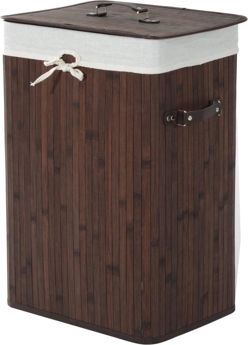 Bamboe wasmand 72 L - Luxe wasmand - Wassorteerder - Donkerbruin - L40 x B30 x H60 cm — afbeelding 1