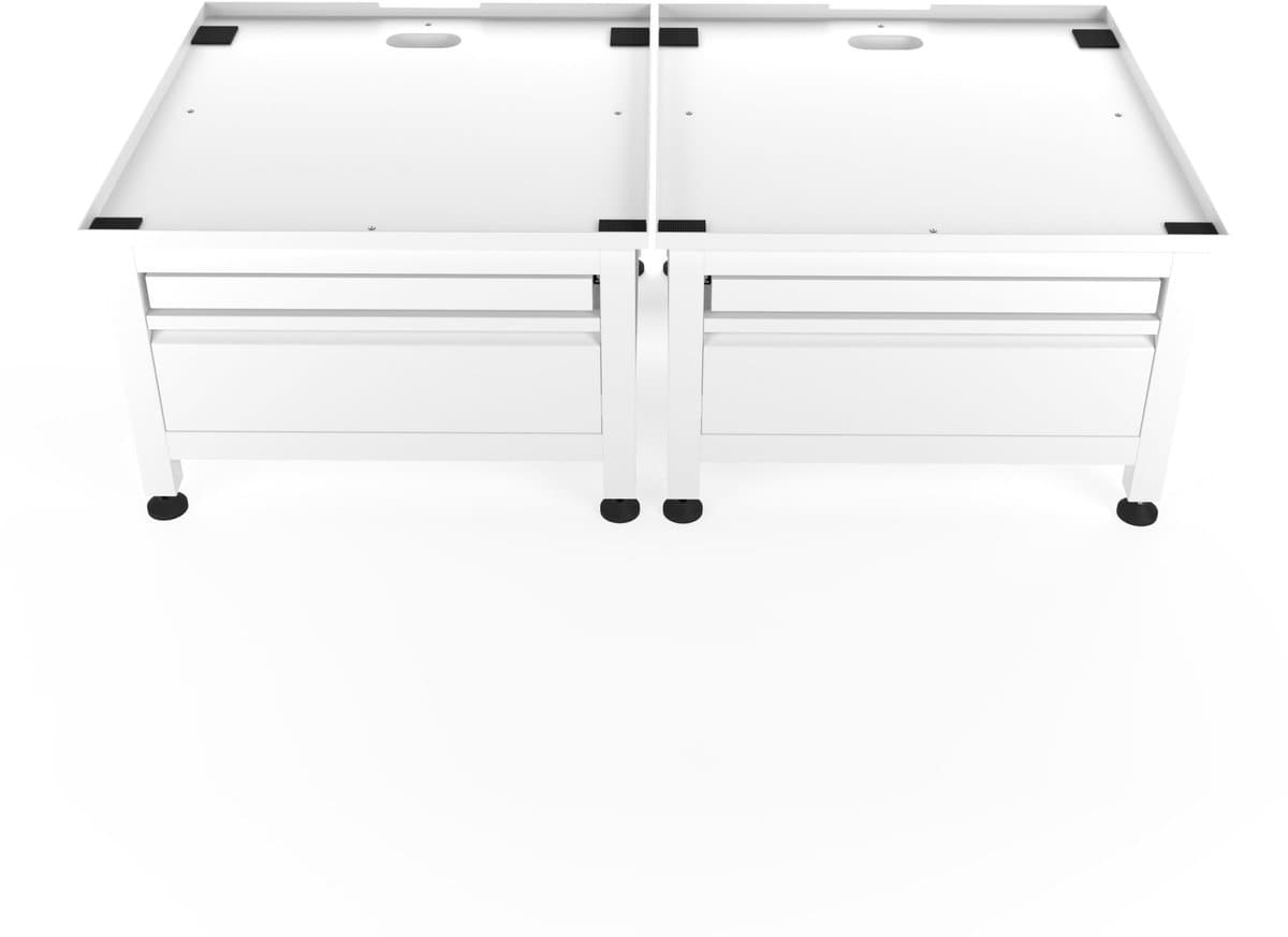 Wasophoogte® Wasmachine verhoger met lade en plateau - Dubbele wasmachine opbouwmeubel - Wasmachine sokkel - 42cm hoog - Wit - Universeel - 65*60,5 (LxB) - Inclusief wandbeugels — afbeelding 1