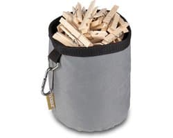Wasknijperzak met Karabijnhaak - Duurzame Tas voor Wasspelden - 16x20 cm Grijs