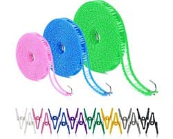 Allecta - Antislip waslijn voor camping en outdoor activiteiten met wasknijpers