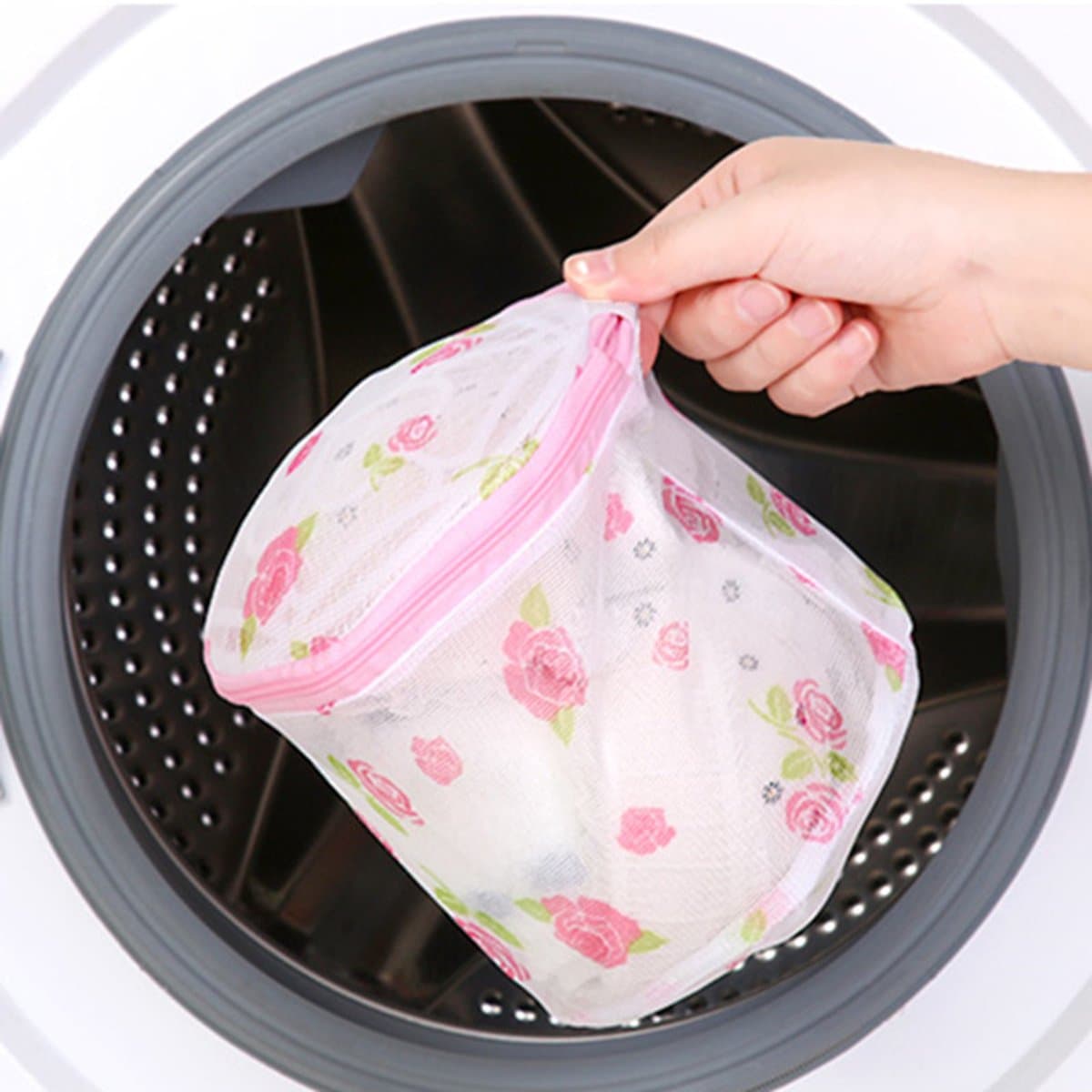 4-delige wasmachine waszakken van mesh - beschermende waszakken voor bh's, ondergoed en sokken - meerdere kleuren, 15*15 cm (willekeurig patroon) — afbeelding 1