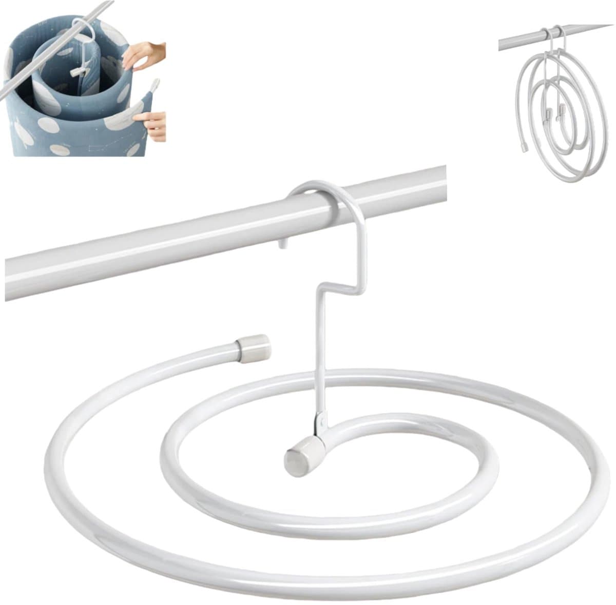 Spiraal droogrek voor kleding - Droogrek voor lakens - Ophangbaar droogrek voor kleding - Diameter 41,8 cm - Totale spiraallengte 2,2 m - Opvouwbaar - Geschikt voor het drogen van dekbedden, lakens en gordijnen - Wit — afbeelding 1