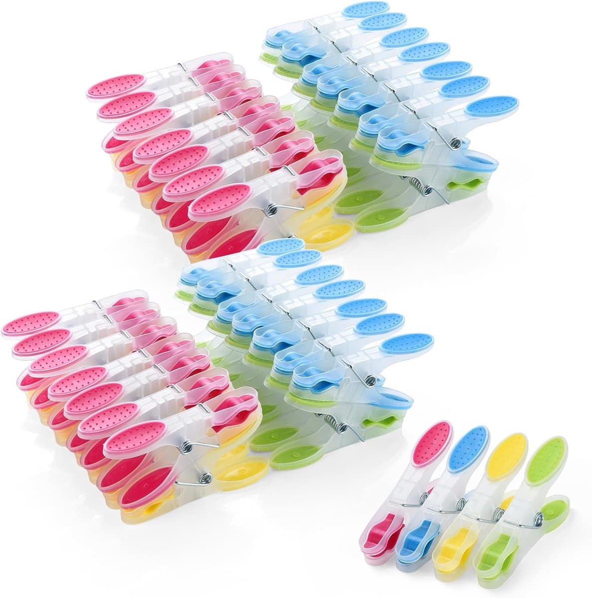 Wasknijpers 60 Stuks - Kunststof met Antislip Siliconen - Meerkleurige Wasknijpers voor Ondergoed, Broeken, T-shirts en Sokken — afbeelding 1
