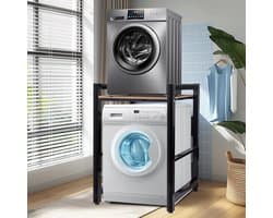 Stapelrek voor Wasmachine en Droger | 3 Hoogtes Verstelbaar | 300 kg Draagvermogen | Zwart