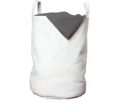 ABAKUHAUS minimalistische waszak, patroon van geplaatst vierkant, wasmand met handvatten en trekkoord voor wasserettes, natuurlijke kleuren
