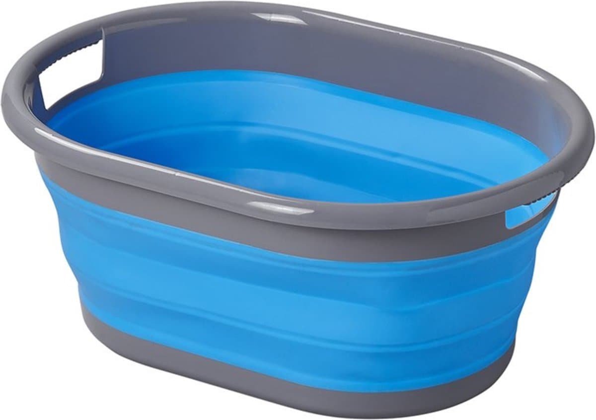 ProPlus Opvouwbare wasmand - 17 liter - blauw/grijs - ruimtebesparend - ideaal voor camping en thuis — afbeelding 1