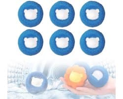 6-stuks wasballen - Droogballen - Herbruikbaar - Haarverzamelaar - Wasmiddel voor ontharing - Huisdierhaarverwijderaar - Antiklit adsorptie ontharingsbal voor kleding - Geschikt voor kleding, honden, katten en huisdieren - Blauw