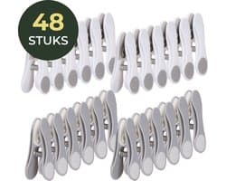 Gandria Wasknijpers 48 Stuks - Kunststof Wasknijpers - Set van 48 Plastic Knijpers - Wasrek Knijpers 10 Kg - Grijs/Wit en Wit/Grijs