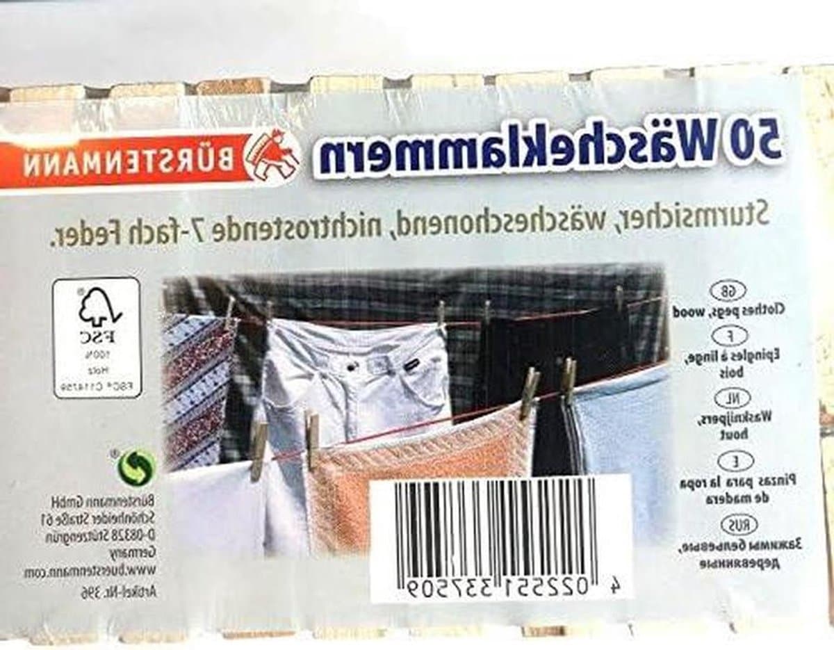 Houten Was Knijpers - Kledinghangers - Kleding Drogen - Roestvrije Veer - 50 Stuks - Natuurlijk — afbeelding 1