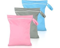 Set van 3 Waterdichte Waszakken 40 x 30 cm voor Reis, Sport en Camping met Rits voor Nat Kleding