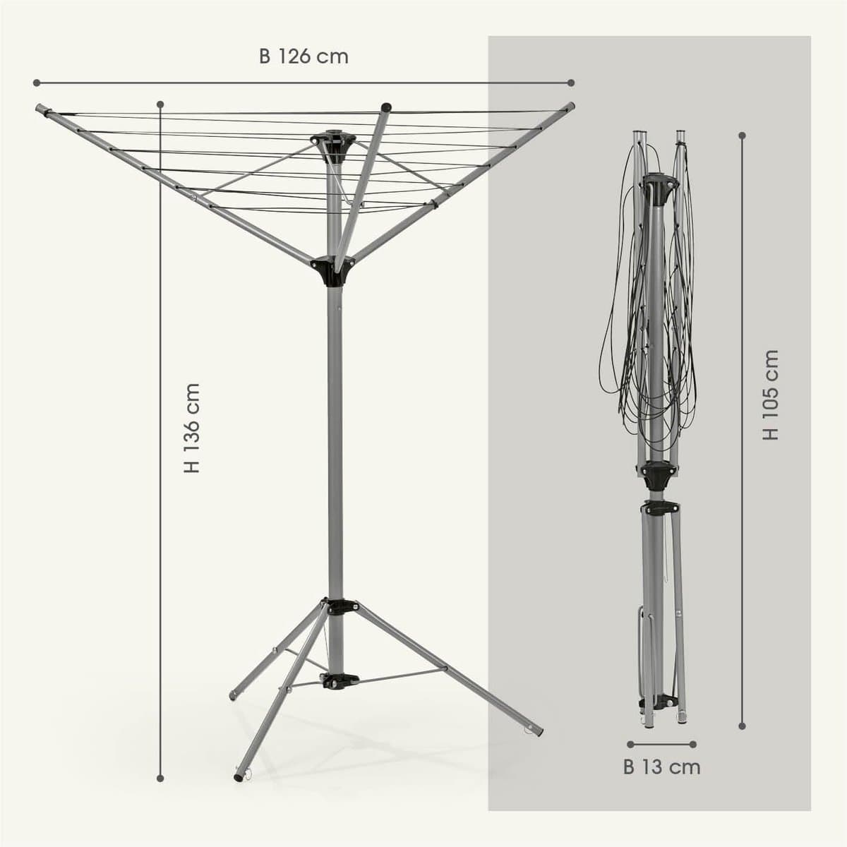 Droogmolen - Inklapbaar Droogrek voor Binnen & Buiten - Mobiele Wasdroogmolen - Verstelbaar Droogrek 4 Niveaus - Lichtgewicht Aluminium Droogmolen - Weerbestendig Wasrek - Compact Camping Droogrek - Zilver & Groen — afbeelding 1